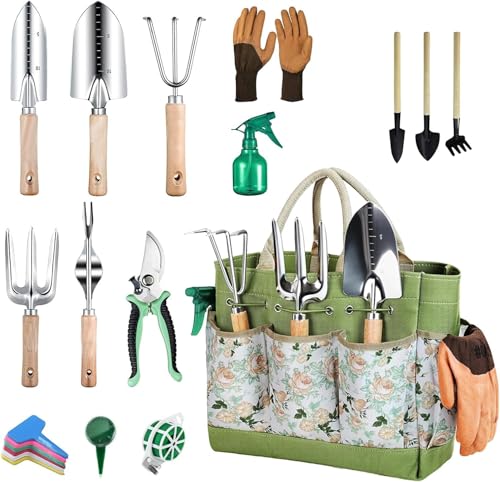 Gardening Tools 12-Piece, Durable Heavy Duty Garden Tool Set Stainless Steel, Garden Hand Tools with...