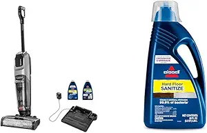 Bundle of BISSELL® CrossWave® OmniForce™ Multi-Surface Hard Floor Cleaner Wet Dry Vacuum with Dedicated Dry Vacuum Mode, 3882 + BISSELL Hard Floor Sanitize Formula, 80 oz, 80 Fl Oz (Pack of 1), 2504L