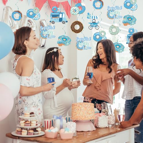 Image of 36 Pcs Baby Sprinkle Decorations for Boy Blue Donut Baby Shower Decorations Hanging Swirl for Boy Sprinkle Birthday Party Supplies