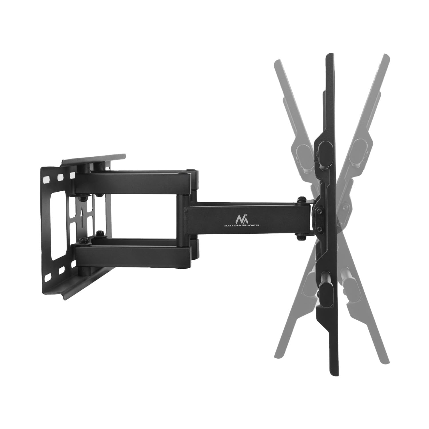 Maclean Supporto da parete per TV da 32 a 85", inclinabile e orientabile, portata fino a 60 kg, distanza dalla parete 65 – 390 mm, VESA 200 x 100 – 600 x 400 cm, per OLED QLED LCD, con livella a bolla