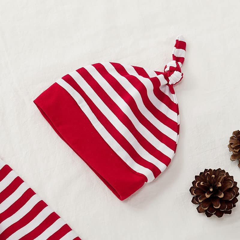 Mijn 1e kerst pasgeboren jongens meisjeskleding, merry christmas unisex gestreepte lange mouw brief print top baby 3 delige jurk set schattig top + gestreepte broek - Afbeelding 5