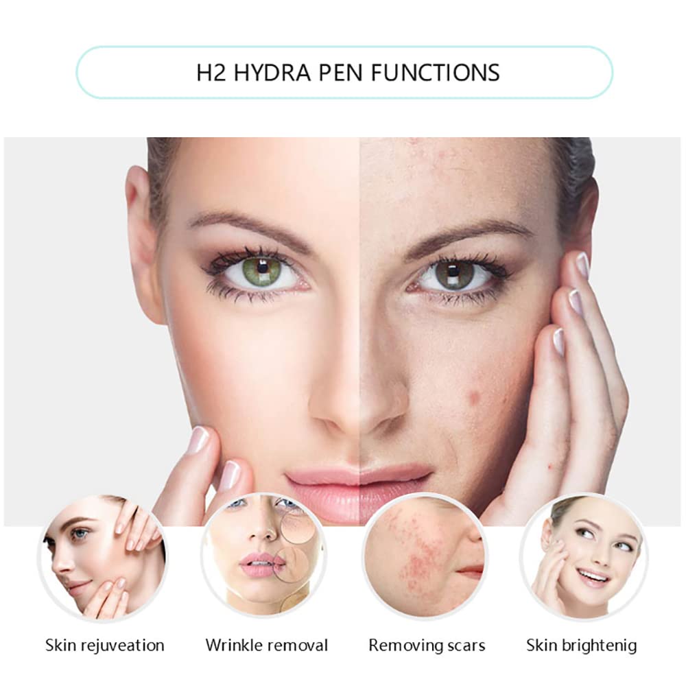 Pluma de Microagujas Eléctrica Hydra Pen H2 Dermapen Cuidado de la Piel Automático Aplicador de Suero Herramienta Antienvejecimiento con 5 Cartuchos de Agujas