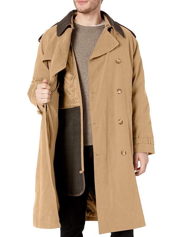 Image of London Fog Men's Raleigh Double Breasted Long Trench Coat with Zip Out Liner