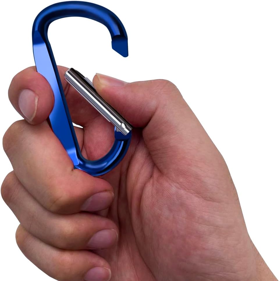 3" Aluminum Carabiner Clips, 12PCS D Ring Shape Keychain Carabiners Hook Buckle - Image 3