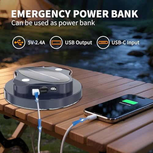 Image of LETOUR Camping Lantern Rechargeable 2000LM Camping Lights for Tent 5200mAh Solar Ultra Bright LED with 4 Modes & Magnetic IPX5 Waterproof Lantern for Power Outages, Hiking, Emergency