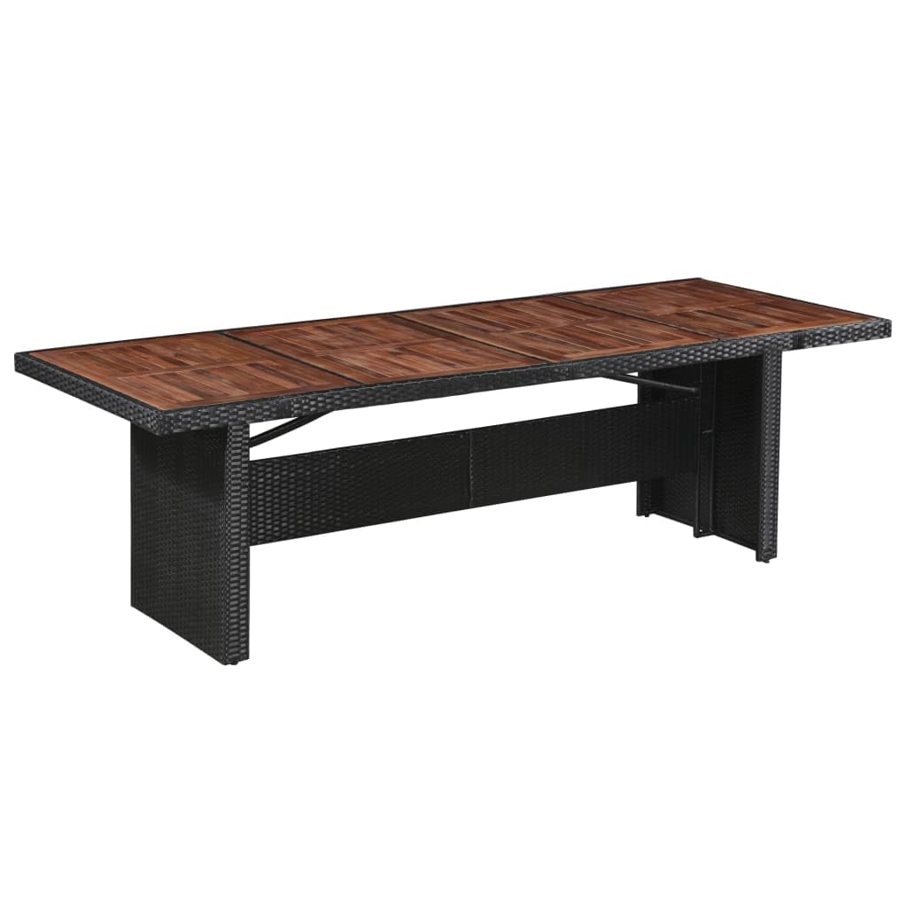 Stół ogrodowy 240 x 90 x 74 cm, z polirattanu i litego drewna akacjowego, na taras, balcony, do ogrodu, na werandę, kemping, piknik, grill, jadalnię, stabilną ramę i łatwa pielęgnacja