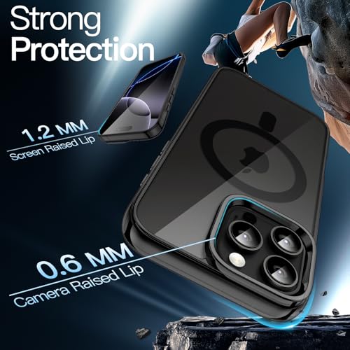 Image of JETech Magnetic Cover Case for iPhone 16 Pro Max 6.9-Inch Compatible with MagSafe, Shockproof Phone Bumper Cover, Anti-Scratch Clear Back (Black)