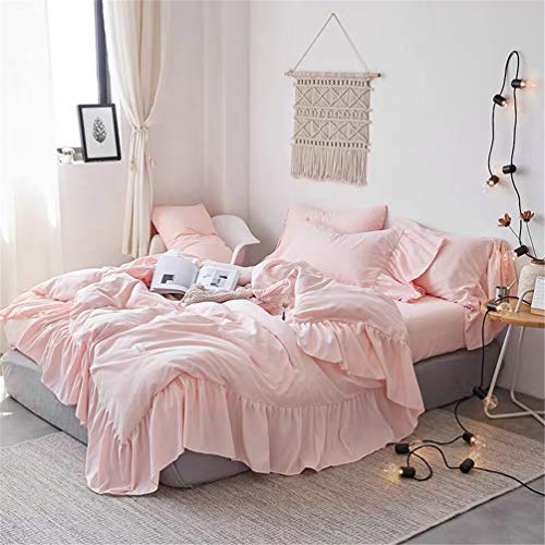 iAsteria Ruffle Duvet Cover Queen,100% Washed Microfiber 3pcs Bedding Duvet Cover Set, Shab