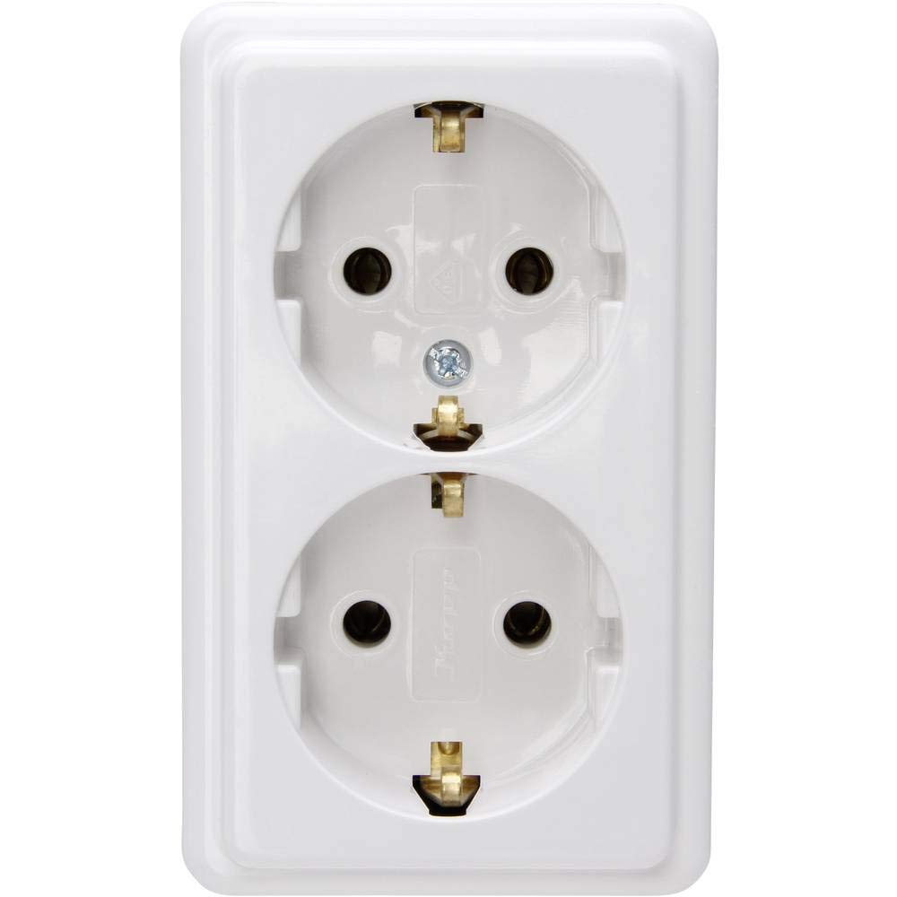 Kopp 120101001 Earthing Contact Socket Strip, 2-Way, Without Cable and Plug, Arctic White