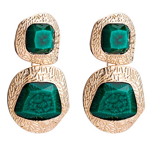 Apofly 1 Par Retro Pendiente con Estilo Simple Exquisito Bohemia Gota para El Oído De La Personalidad De Big Dangler Joyería para Las Mujeres Niñas (Verde)