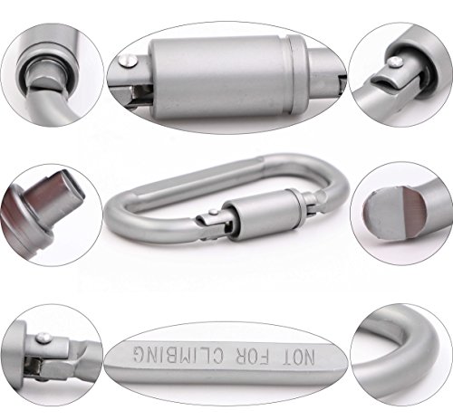 Large Carabiner Clip 3 Inch D-Ring Locking Carabiners - 10Pack Durable Aluminum Keychain Buckle, Strong & Light Spring Snap Screw Gate Hooks Quick Draw Links For Outdoor Camping Hiking Fishing (10pcs) - Thumbnail 3