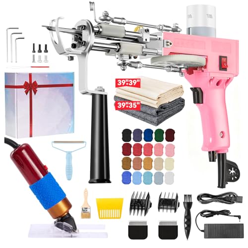 Image of BESGEER Rug Tufting Gun with Carpet Trimmer Kit - Rug Tuft with Tufting Shears, 2 in 1 Cut & Loop Pile Carpet Gun and Carving Clippers, Tufting Machine kit for Beginners(Baby Pink)