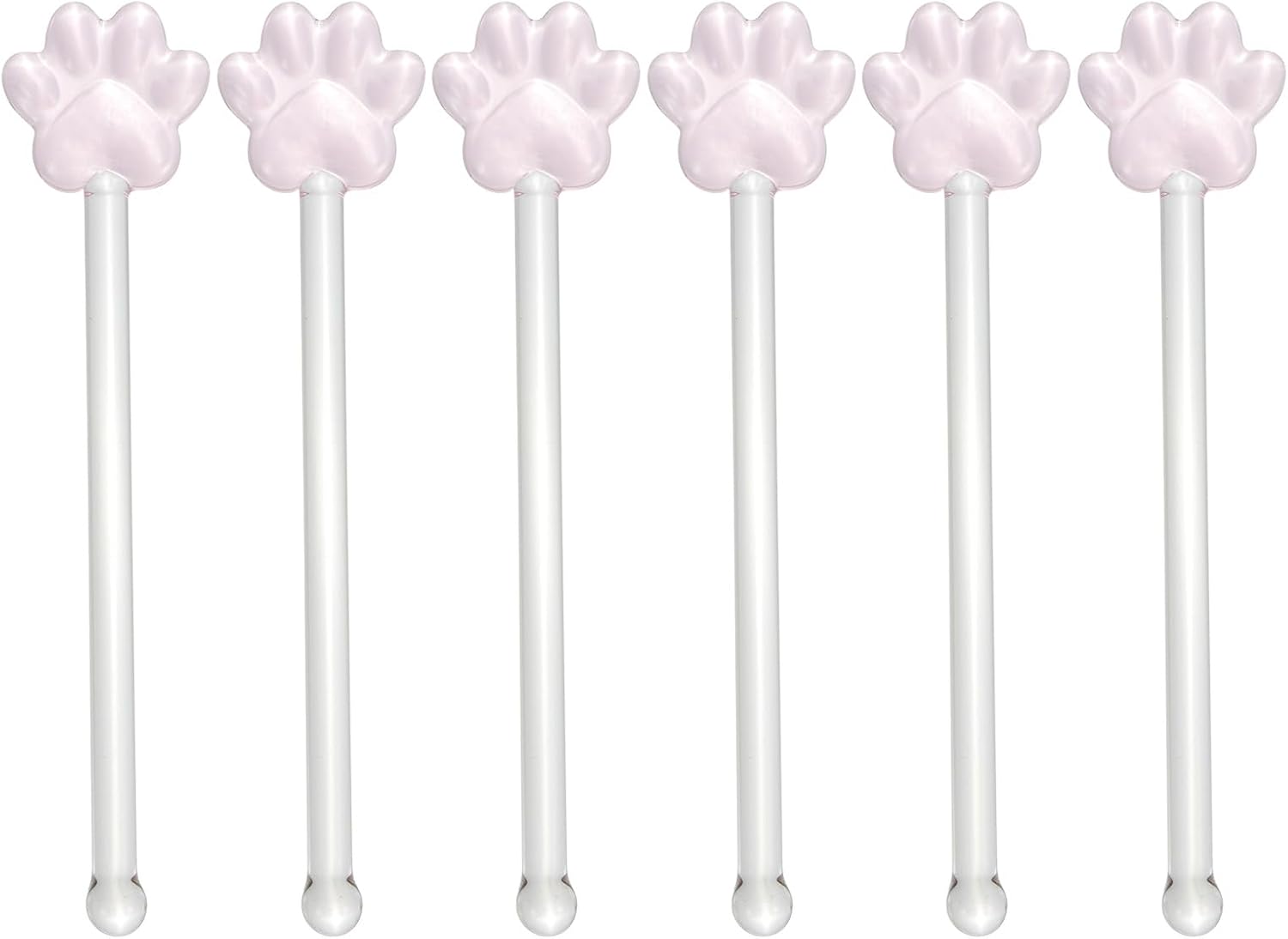 SHINEOFI 6Pcs Transparent Glass Cat Claw Cocktail Stirring Sticks with Long Handles for Mixing Drinks Elegant Paw-shaped Design and Safe Glass Material
