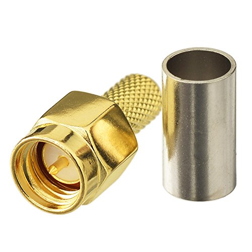 BINGFU SMA Male Crimp Solder Attachment 50 Ohm Gold Plated Copper Connector (10-Pack) Compatible with RG58 RG303 RG141 RG142 RG400 Low Loss 195 Coaxial Coax Jumper Cable by BINGFU - Image 2
