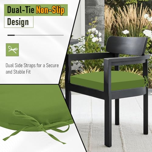 Image of Basic Beyond Outdoor Chair Cushions Set of 4, Outdoor Cushions for Patio Furniture, Water Resistant Patio Chair Cushions with 2 Ties, 17x16x2, Grass Green