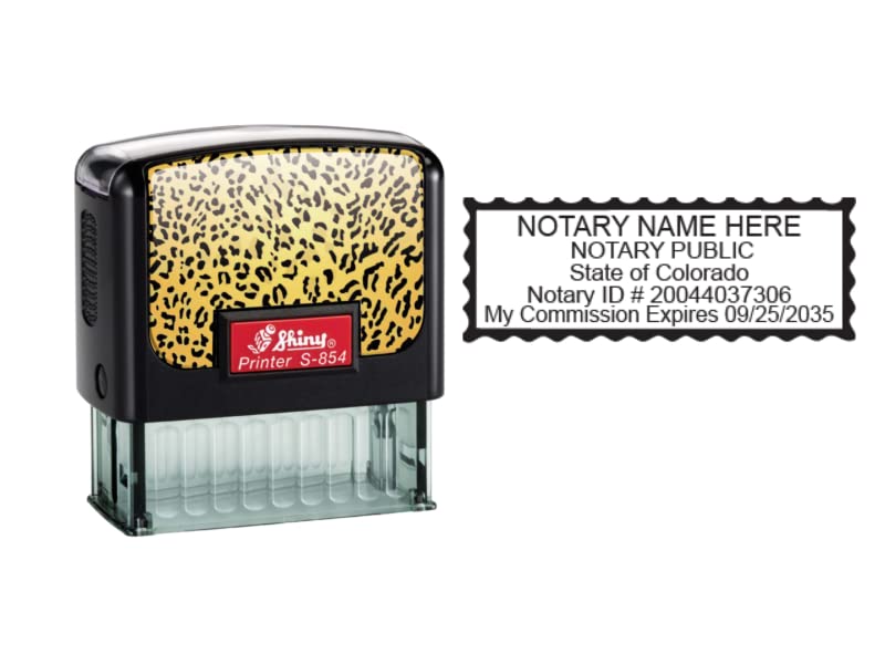 Colorado Notary Stamp | Shiny S-854 Self Inking Stamp (Cheetah Faceplate)
