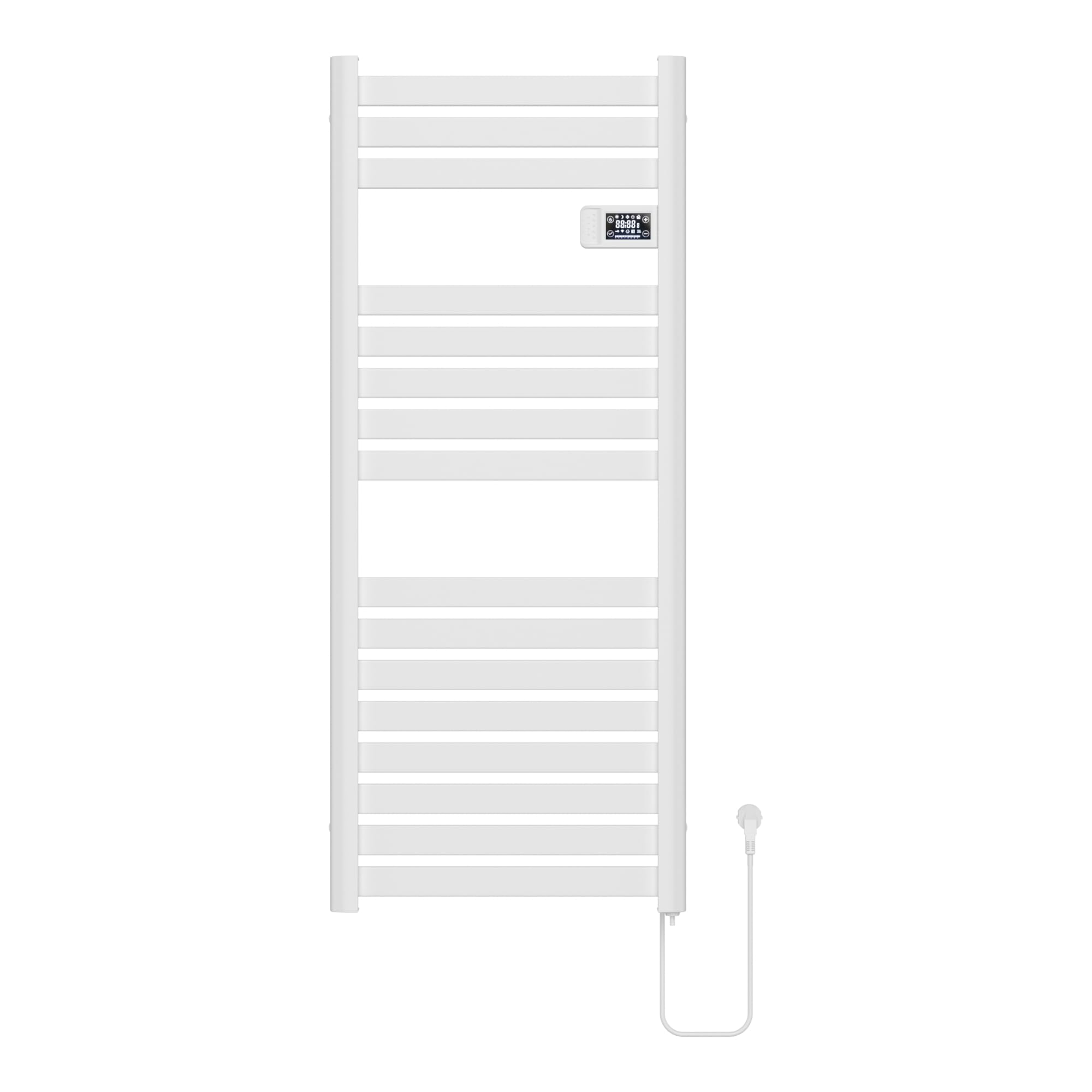 pro.tec Secatoallas Radiador Toallero Eléctrico Mural Secatoallas con 16 Lamas Potencia 500W Modo Confort Eco y Ventana Abierta para Espacios Reducidos Aluminio 120 x 50 cm - Blanco