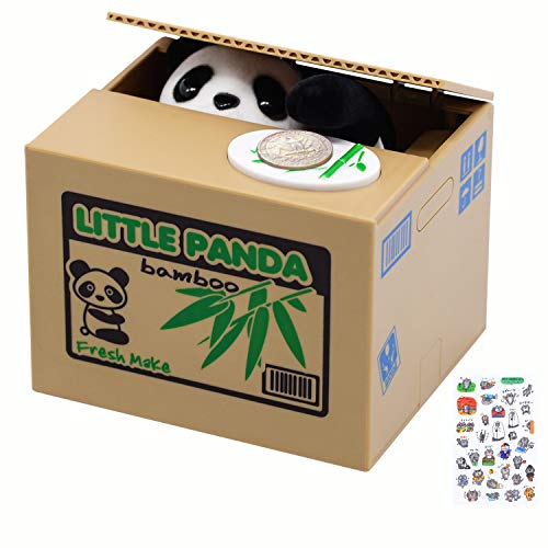 Panda Stealing Money Bank, Mischief Panda Coin Bank, Cute Piggy Bank for Kids, Automatic Money Saving Piggy Bank for Boys, Girls, Adults, Great Gift for Children(Panda Version)