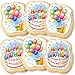 Happy Birthday Cookies Decorated Gift Basket Large 6 pack | Individually Wrapped Sugar Cookie Jumbo with Icing Cake Party | Nut-Free Kosher