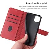 LOLFZ Wallet Case for iPhone 11, Vintage Leather Book Case with Card Holder Kickstand Magnetic Closure Flip Case Cover for iPhone 11 - Red - Image 4