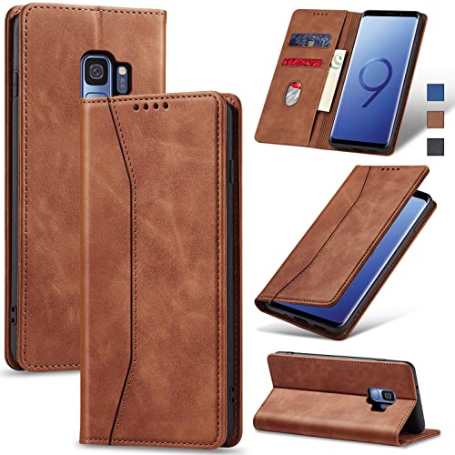 Jasonyu Flip Wallet Case for Samsung Galaxy S9,Leather Magnetic Folio ...