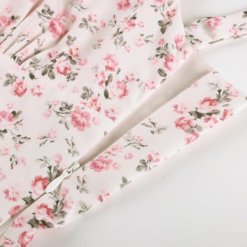 Image of Scarlet Darkness Floral Mini Corset Dress Women Teens Sundress with Pockets | Floral mini dress with adjustable straps, square neck, smocked back, left hidden zip, side pockets, flowy dual-layer hem