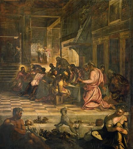 IPLUPJDY Vintage Lienzo Pintura Lienzo Impresión Pintura Impresión Imagen La Última Cena de Jacopo Robusti Tintoretto para la Decoración del Hogar del Dormitorio 60x90cm
