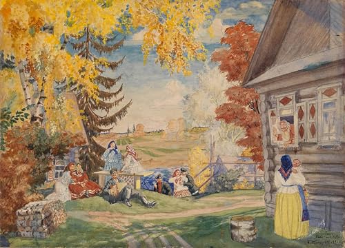 Impresiones lienzo de Kustodiev con detalles pictóricos de gran formato