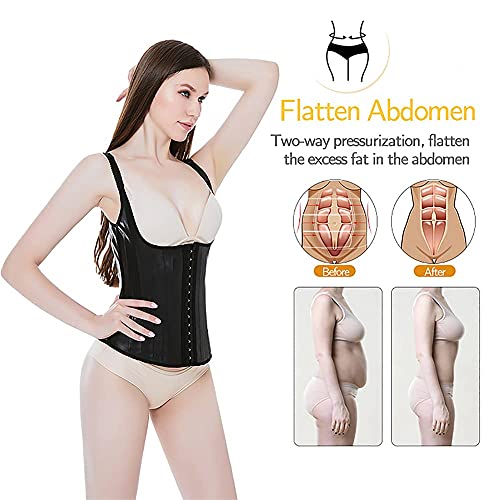 Lartigue Latex Waist Trainer For Women Underbust Sport Workout Corset Girdle Shapewear Hourglass Body Shaper (Black Vest-S) #TOP3
