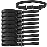 OHEETU 10Pcs Black Elastic Bow Tie Extender Straps with Plastic Insert Buckles Adjustable Bowknot Extension Bands Pre-Tied Bowties Straps DIY NeckTie Accessories