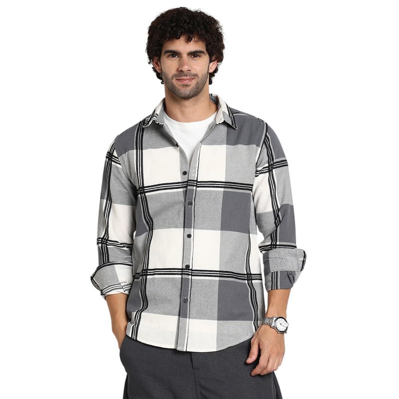 Image of CAHOOT Men's Shirt for Casual Wear | Mid-Rise | Regular Fit | Button Closure | Shirt Crafted with Comfort Fit for Everyday Wear