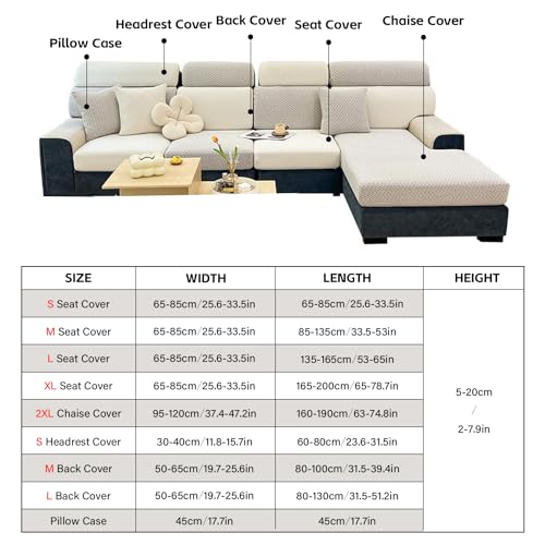Funda de sofá elástica chaise longue lavable para sofás seccionales en L XL 8
