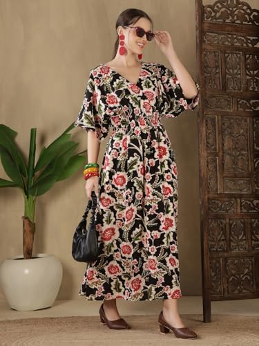 Image of FebQ Elegant & Comfortable Rayon Elastic Dress