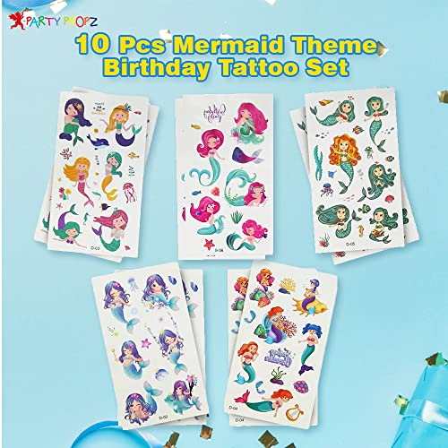 Image of Party Propz Mermaid Theme Birthday Decorations Tattoos For Kids - 10 Sets Kit for Girl, 4th Birthday Decorations Items for Girls | Mermaid Birthday Decorations for Girl | kanjak gifts for girls
