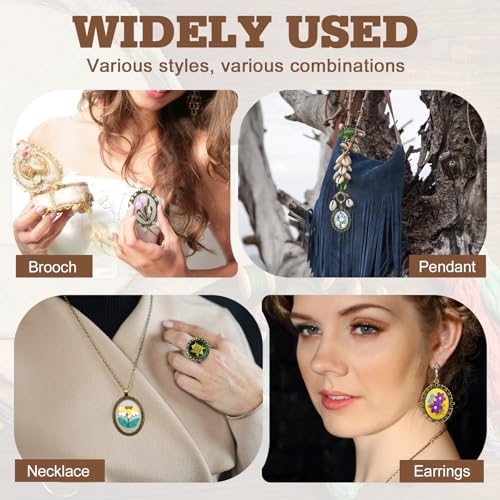 Image of ZOCONE New 4 Packs Embroidery Necklace Kits, Embroidery Pendant Kit Mini Cross Stitch Kit with Hoop, Necklace, Pendant, Stamped Pattern Cloth, Instructions, etc., Embroidery Kits for Adults