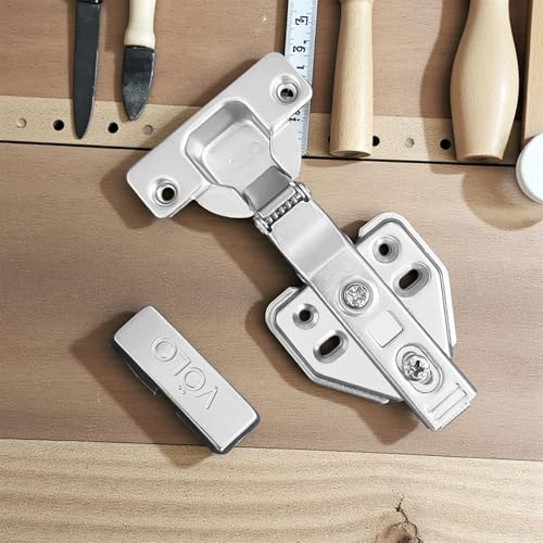 Image of VOLO Cabinet Hinges, Set of 1 (2 Pieces) for Furniture, Wardrobes, Doors, and Storage Units | (2D Soft Close (Stainless Steel), 0 Crank | Full Overlay)
