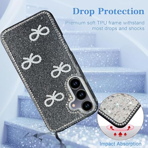 Image of DIZORO for Samsung Galaxy M17 5G / A17 5G / F17 5G Cover,Cute Bow Tie Aesthetic Phone Case,Trendy Slim Hard IMD Shockproof Protective Bumper Designer Phone Back Cover for Women Girls Black