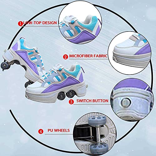 Multifunctional Roller Skates Shoes Deformation Automatic Walking Shoes Invisible Pulley Shoes Skates Male and Female Skating Shoes Outdoor Sports Kick Rollershoes4