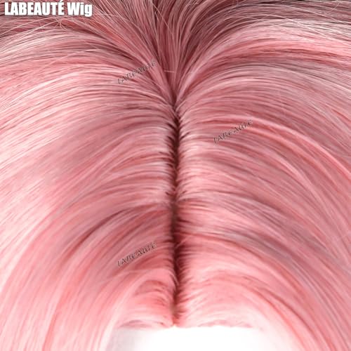 Image of LABEAUTE Tetia Cosplay Wig 23.6 Inch Pink Long Wig for Witch Hat Atelier Costume Heat Resistant Synthetic Hair for Halloween /Party