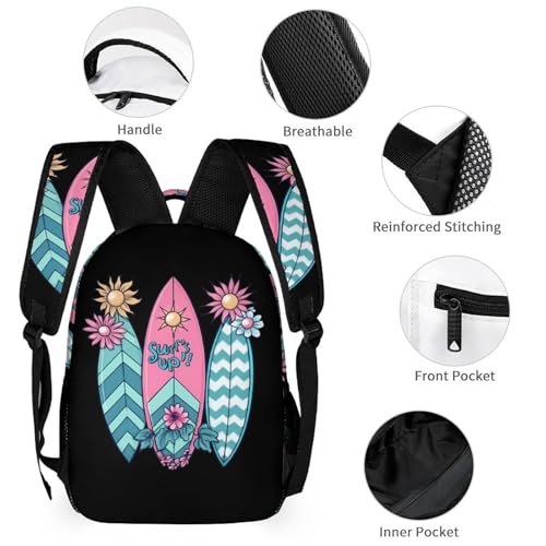 Beach Surfing 3 PCS Backpack Set Casual Daypack with Insulated Lunch Bag & Pencil Case3