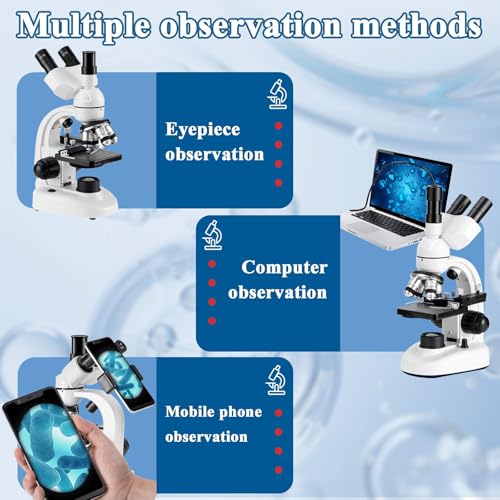 Image of 40X-2000X Microscopes triocular for Kids Students Adults, with 2 Million Electronic Eyepiece and Slides 30p, Microscope Accessories, triocular Microscope,Microscopes for School Laboratory