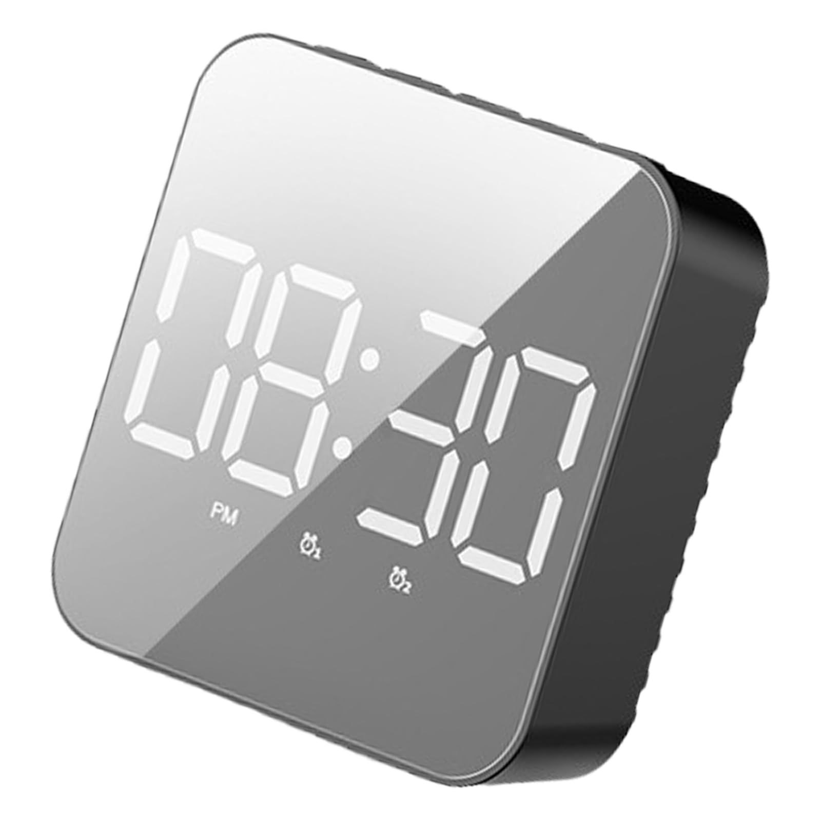 carotoe Voice Control LED Digital Mirrored Alarm Clock with Temperature Date Display 2 Alarms Function Electronic Table Clock LED