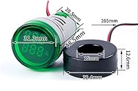 Vista 7 de Indicador de corriente y voltaje de CA de 3 piezas con pantalla de dos dígitos, monitor de instrumentos de medición multifunción LED de cabeza Verde