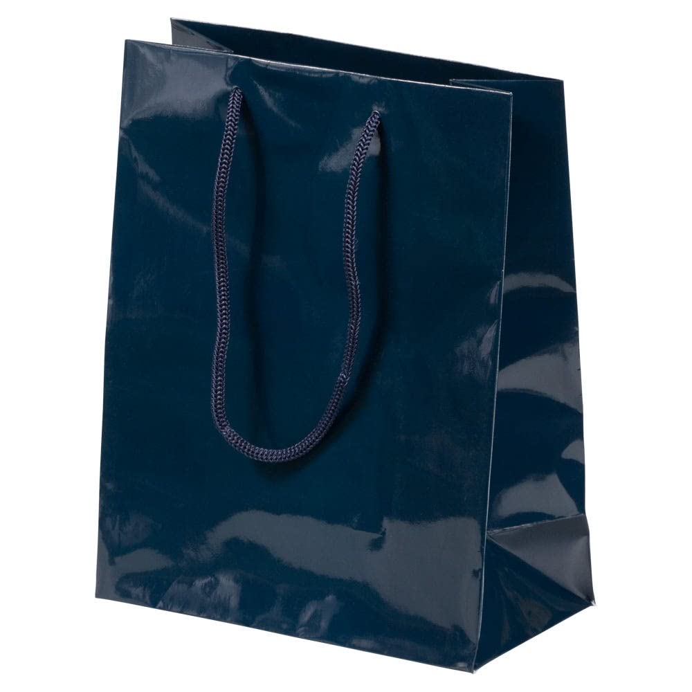 JAM Paper Glossy Gift Bags with Rope Handles - Medium - 8 x 10 - Navy Blue - 3 Bags/Pack