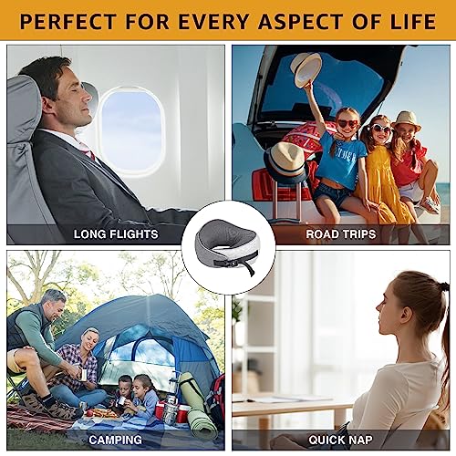 BLUE-TEAL-Travel-Pillow-Memory-Foam-Neck-Pillow-for-Travel-Neck-Support-Pillow-Luxury-Compact-Lightweight-Quick-Pack-for-Camping-Airplane-Sleeping-Rest-Cushion-for-Kids-Adults-Grey