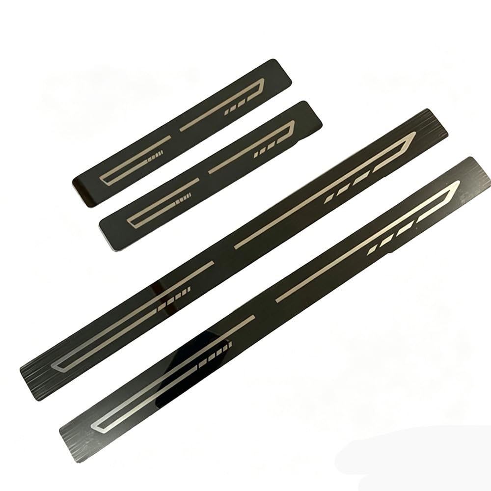 Tryagat 4Pcs Stainless Steel Car Door Sill Protectors Scratch Guards for Lancia Ypsilon 2003-2011, Auto Interior Scuff Plate Door Entry Step Cover,Black