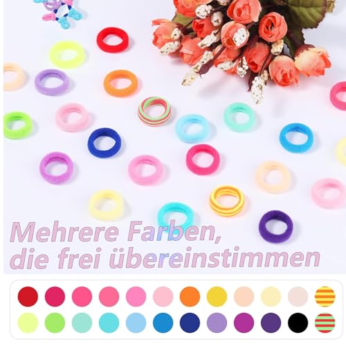 400 Stück Zopfgummis Mädchen Kleine Haargummis klein mit Sortierbox Bunt Nahtlose Baby Haargummis Hoch Elastisch Vielseitig für Zöpfe Kinder und Unterwegs zufällig gemischten Farben