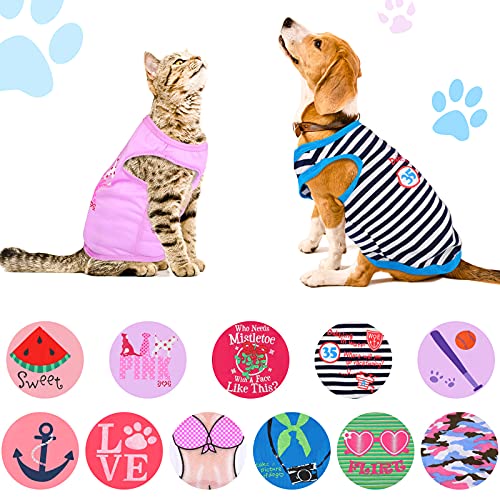 URATOT-12-Pieces-Puppy-Sleeveless-T-Shirt-Pet-Clothes-Dog-Pullover-Soft-Shirt-Pet-Dog-Vest-Printed-Puppy-Shirts-for-Dog-and-Cat-Wear-Various-Styles
