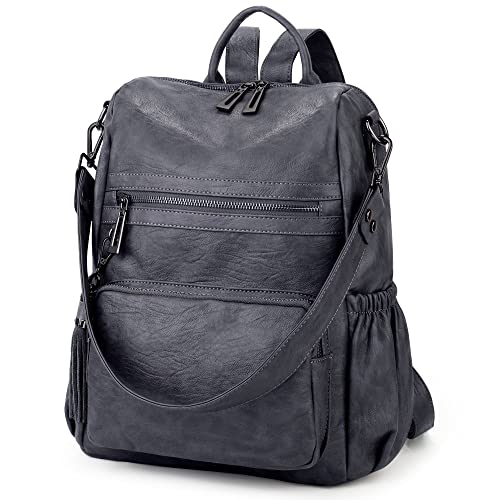 Image of UTO Women Backpack Purse Leather Vegan Ladies Fashion Designer Rucksack Convertible Travel Shoulder Bag with Tassel