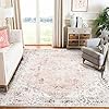 MUJOO Pink Rug 6'x9' Area Rugs for Living Room Washable Rugs Large Boho Carpet for Bedroom Dining Room Neutral Vintage Bohemian Farmhouse Abstract Non Slip Soft Low-Pile Floral Flowers